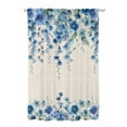 thumbnail image 1 of Sheer Curtains 63 Inch Length, Spring Blue Floral Semi Sheer Curtains Light Filtering Window Treatment, Farmhouse Weeping Floral Leaves Burlap Privacy Voile Drapes for Living Room Bedroom 52x63 Inch, 1 of 7