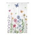 thumbnail image 1 of Sheer Curtains 63 Inch Length, Spring Floral Semi Sheer Curtains Light Filtering Window Treatment, Pink Blue Flowers Botanical Butterflies Privacy Voile Drapes for Living Room Bedroom 52x63 Inch, 1 of 7