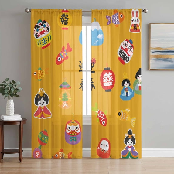Sheer Curtains 63 Inches Length 2 Panels Set, Window Sheer Curtains for Living Room/Bedroom, Light Filtering Rod Pocket Curtain 52''x63''x2