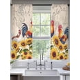 thumbnail image 1 of Sheer Curtains 63 Inches Long 2 Panels, Farm Sunflower Rooster Rod Pocket Curtain Voile Draperies, Retro World Map Light Filtering Window Treatment for Living Room Kitchen Bedroom, 1 of 8