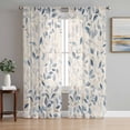 thumbnail image 1 of Sheer Curtains 63 Inches Long, Blue Botanical Light Filtering Window Curtains for Living Room/Bedroom, Farmhouse Spring Summer Plant Rod Pocket Voile Sheer Curtain Drapes, 52"W x 63"L, 2 Panels, 1 of 8