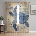 thumbnail image 1 of Sheer Curtains 63 Inches Long, Blue Sea Turtle Light Filtering Window Curtains for Living Room/Bedroom, Vintage Coastal Sheet Music Rod Pocket Voile Sheer Curtain Drapes, 52"W x 63"L, 2 Panels, 1 of 8