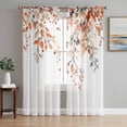 thumbnail image 1 of Sheer Curtains 63 Inches Long, Fall Leaves Light Filtering Window Curtains for Living Room, Farmhouse Orange Eucalyptus Leaf Floral Rod Pocket Voile Sheer Curtain Drapes, 52"W x 63"L, 2 Panels, 1 of 8