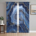 thumbnail image 1 of Sheer Curtains 63 Inches Long, Navy Blue Marble Light Filtering Window Curtains for Living Room, Contemporary Ink Painting Abstract Rod Pocket Voile Sheer Curtain Drapes, 52"W x 63"L, 2 Panels, 1 of 8