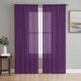 thumbnail image 1 of Sheer Curtains 63 Inches Long, Pure Dark Purple Light Filtering Window Curtains for Living Room/Bedroom, Simple Solid Color Rod Pocket Voile Sheer Curtain Drapes, 52"W x 63"L, 2 Panels, 1 of 8