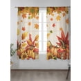 thumbnail image 1 of Sheer Curtains 63 inches Long 2 Panels Set Thanksgiving Fall Sunflower Pumpkin Maple Leaf Mushroom Tiers Sheers Rod Pocket Small Window Short Curtains for Kitchen Cafe, Each 52" W x 63" L, 1 of 7
