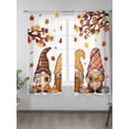 thumbnail image 1 of Sheer Curtains 63 inches Long 2 Panels Set Thanksgiving Gnome Fall Pumpkin Maple Leaf Coffee Sunflower Tiers Sheers Rod Pocket Small Window Short Curtains for Kitchen Cafe, Each 52" W x 63" L, 1 of 7