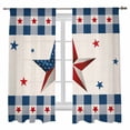 thumbnail image 1 of Sheer Curtains 63 inches Long, 4th of July Patriot Red Texas Stars Blue Plaid Light Filtering Sheer Window Curtains Rod Pocket Voile Drapes for Bedroom Living Room, 52"W x 63"L 2 Panels, 1 of 7