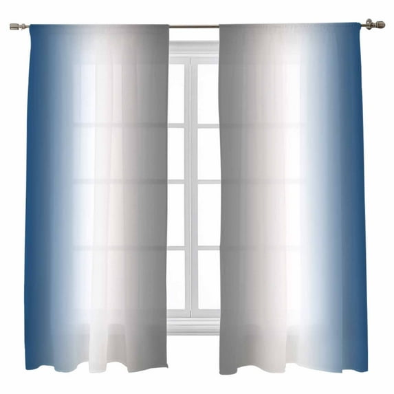 Sheer Curtains 63 inches Long, Abstract Lake Blue Gray Gradient Ombre Light Filtering Sheer Window Curtains Rod Pocket Voile Drapes for Bedroom Living Room, 52"W x 63"L 2 Panels
