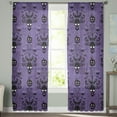 thumbnail image 1 of Sheer Curtains 63 inches Long, Halloween Haunted Grimace Pumpkin Skull Purple Light Filtering Sheer Window Curtains Rod Pocket Voile Drapes for Bedroom Living Room, 52"W x 63"L 2 Panels, 1 of 7
