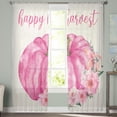 thumbnail image 1 of Sheer Curtains 63 inches Long, Happy Harvest Pink Pumpkin Flowers Fall Floral Light Filtering Sheer Window Curtains Rod Pocket Voile Drapes for Bedroom Living Room, 52"W x 63"L 2 Panels, 1 of 1