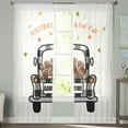 thumbnail image 1 of Sheer Curtains 63 inches Long, Plaid Truck Carry Football Light Filtering Sheer Window Curtains Rod Pocket Voile Drapes for Bedroom Living Room, 52"W x 63"L 2 Panels, 1 of 7