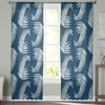 thumbnail image 1 of Sheer Curtains 63 inches Long, Summer Tropical Plant Palm Tree Leaves Coconut Tree Indigo Light Filtering Sheer Window Curtains Rod Pocket Voile Drapes for Bedroom Living Room, 52"W x 63"L 2 Panels, 1 of 7