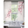 thumbnail image 1 of Sheer Curtains 72 Inches Long 2 Panels, Cherry Blossoms Country Pink Flower Rod Pocket Curtain Voile Draperies, Retro Linen Light Filtering Window Treatment for Living Room Kitchen Bedroom, 1 of 8