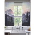 thumbnail image 1 of Sheer Curtains 72 Inches Long 2 Panels, Forest Mountain Sunrise Watercolor Rod Pocket Curtain Voile Draperies, Abstract Landscape Ombre Light Filtering Window Treatment for Living Room, 1 of 8