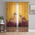 thumbnail image 1 of Sheer Curtains 72 Inches Long 2 Panels Set for Bedroom, Bicycles Semi Sheer Curtains for Windows, Farmhouse Vintage Vehicle Yellow Broken Walls Voile Window Treatments Rod Pocket Curtain, 1 of 7