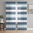 thumbnail image 1 of Sheer Curtains 72 Inches Long 2 Panels Set for Bedroom, Blue Striped Semi Sheer Curtains for Windows, Modern Gradient Abstract Lines Aesthetic Voile Window Treatments Rod Pocket Curtain, 1 of 7