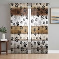 thumbnail image 1 of Sheer Curtains 72 Inches Long 2 Panels Set for Bedroom, Brown Paw Print Semi Sheer Curtains for Windows, Vintage Farmhouse Country Wooden Grain Voile Window Treatments Rod Pocket Curtain, 1 of 7