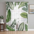 thumbnail image 1 of Sheer Curtains 72 Inches Long 2 Panels Set for Bedroom, Green Leaves Semi Sheer Curtains for Windows, Tropical Summer Botanical Watercolor Elegant Wooden Voile Window Treatments Rod Pocket Curtain, 1 of 7