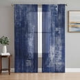 thumbnail image 1 of Sheer Curtains 72 Inches Long 2 Panels Set for Bedroom, Navy Blue Semi Sheer Curtains for Windows, Retro Oil Painting Modern Abstract Art Aesthetics Voile Window Treatments Rod Pocket Curtain, 1 of 7