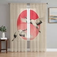 thumbnail image 1 of Sheer Curtains 72 Inches Long 2 Panels Set for Bedroom, Vintage Birds Red Sun Semi Sheer Curtains for Windows, Retro Art Animals Rustic Voile Window Treatments Rod Pocket Curtain, 1 of 7
