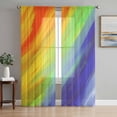 thumbnail image 1 of Sheer Curtains 72 Inches Long, Abstract Ombre Colored, Light Filtering Window Curtains for Living Room, Rainbow Watercolor Painting Art Rod Pocket Voile Sheer Curtain Drapes, 52"W x 72"L, 2 Panels, 1 of 8