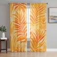 thumbnail image 1 of Sheer Curtains 72 Inches Long, Botanical Orange Yellow Light Filtering Window Curtains for Living Room, Modernism Tropical Palm Leaf Rod Pocket Voile Sheer Curtain Drapes, 52"W x 72"L, 2 Panels, 1 of 8
