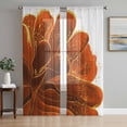 thumbnail image 1 of Sheer Curtains 72 Inches Long, Burnt Orange Light Filtering Window Curtains for Living Room, Sparkle Gold Stained Floral Flower Art Rod Pocket Voile Sheer Curtain Drapes, 52"W x 72"L, 2 Panels, 1 of 8