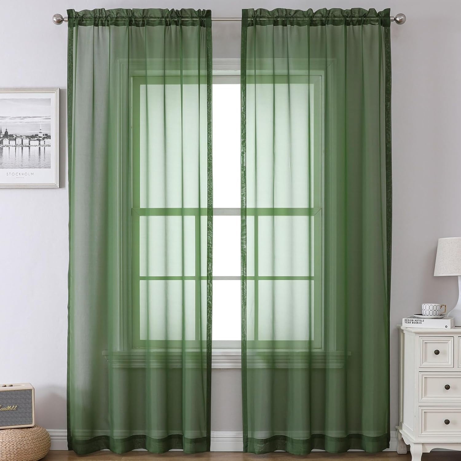 Sheer Curtains 72 Inches Long for Living Room, Rod Pockets Airy Window ...