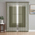 thumbnail image 1 of Sheer Curtains 72 Inches Long, Olive Green Greek Key Light Filtering Window Curtains for Living Room, Geometric Greece Ancient Farmhouse Geo Rod Pocket Voile Sheer Curtain Drapes, 52"Wx72"L, 2 Panels, 1 of 8