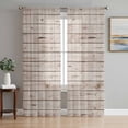 thumbnail image 1 of Sheer Curtains 72 Inches Long, Vintage Farmhouse Light Filtering Window Curtains for Living Room/Bedroom, Country Retro Beige Wooden Grain Rod Pocket Voile Sheer Curtain Drapes, 52"W x 72"L, 2 Panels, 1 of 8