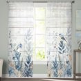 thumbnail image 1 of Sheer Curtains 72 inches Long, Blue Christmas Flower Poinsettia Robins Eucalyptus Wood Grain Light Filtering Sheer Window Curtains Rod Pocket Voile Drapes for Living Room, 52"W x 72"L 2 Panels, 1 of 7