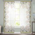 thumbnail image 1 of Sheer Curtains 72 inches Long, Chinese Style Cranes Peach Flowers Palm Leaves Border Light Filtering Sheer Window Curtains Rod Pocket Voile Drapes for Bedroom Living Room, 52"W x 72"L 2 Panels, 1 of 7