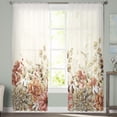 thumbnail image 1 of Sheer Curtains 72 inches Long, Country Style Dahlia Floral Eucalyptus Beige Texture Light Filtering Sheer Window Curtains Rod Pocket Voile Drapes for Bedroom Living Room, 52"W x 72"L 2 Panels, 1 of 7