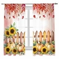 thumbnail image 1 of Sheer Curtains 72 inches Long, Fence Sunflower Pumkin Red Leaves Fall Watercolor Blooming Light Filtering Sheer Window Curtains Rod Pocket Voile Drapes for Bedroom Living Room, 52"W x 72"L 2 Panels, 1 of 7