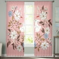 thumbnail image 1 of Sheer Curtains 72 inches Long, Flower Daisy Rabbit Butterfly Pink Light Filtering Sheer Window Curtains Rod Pocket Voile Drapes for Bedroom Living Room, 52"W x 72"L 2 Panels, 1 of 7