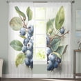 thumbnail image 1 of Sheer Curtains 72 inches Long, Fruit Blueberry Green Leaves Light Filtering Sheer Window Curtains Rod Pocket Voile Drapes for Bedroom Living Room, 52"W x 72"L 2 Panels, 1 of 7