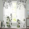 thumbnail image 1 of Sheer Curtains 72 inches Long, Green and Grey Eucalyptus Leaves Watercolor Light Filtering Sheer Window Curtains Rod Pocket Voile Drapes for Bedroom Living Room, 52"W x 72"L 2 Panels, 1 of 7