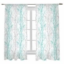 Sheer Curtains 72 inches Long, Green Grey Tree Branch Light Filtering Sheer Window Curtains Rod Pocket Voile Drapes for Bedroom Living Room, 52"W x 72"L 2 Panels