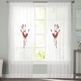 thumbnail image 1 of Sheer Curtains 72 inches Long, Halloween Scary Blood Fingerprints Light Filtering Sheer Window Curtains Rod Pocket Voile Drapes for Bedroom Living Room, 52"W x 72"L 2 Panels, 1 of 7