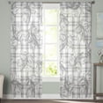 thumbnail image 1 of Sheer Curtains 72 inches Long, Hand Painted Summer Lemon Flowers Grey Plaid Light Filtering Sheer Window Curtains Rod Pocket Voile Drapes for Bedroom Living Room, 52"W x 72"L 2 Panels, 1 of 1