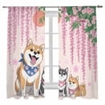 thumbnail image 1 of Sheer Curtains 72 inches Long, Japanese Harmony Cute Akita Cherry Blossoms Cartoon Light Filtering Sheer Window Curtains Rod Pocket Voile Drapes for Bedroom Living Room, 52"W x 72"L 2 Panels, 1 of 7