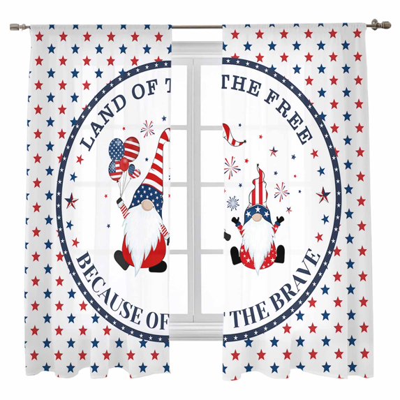 Sheer Curtains 72 inches Long, Land of Free Gnomes Balloons on Pentagram Background Light Filtering Sheer Window Curtains Rod Pocket Voile Drapes for Bedroom Living Room, 52"W x 72"L 2 Panels