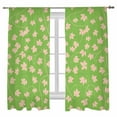thumbnail image 1 of Sheer Curtains 72 inches Long, Light Pink Maple Leaf Fall Thanksgiving Leaves Green Background Light Filtering Sheer Window Curtains Rod Pocket Voile Drapes for Bedroom, 52"Wx72"L 2 Panels, 1 of 7