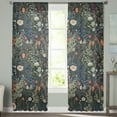 thumbnail image 1 of Sheer Curtains 72 inches Long, Vintage Flowers Floral Botanical Leaves Light Filtering Sheer Window Curtains Rod Pocket Voile Drapes for Bedroom Living Room, 52"W x 72"L 2 Panels, 1 of 7