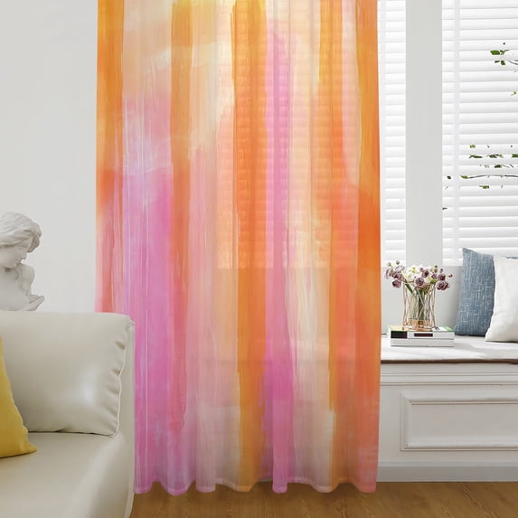 Sheer Curtains 84 Inch Length, Light Filtering Voile Curtain Panel, Rod Pocket Drapes Window Treatments for Living Room Bedroom 52"x84"