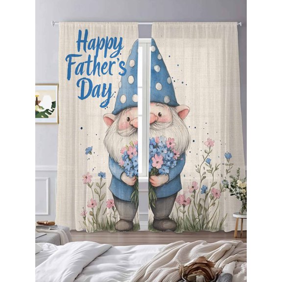 Sheer Curtains 84 Inches Long 2 Panels, Father's Dayflower Bouquet Rod Pocket Curtain Voile Draperies, Summer Meadow Wildflower Light Filtering Window Treatment for Living Room Kitchen Bedroom