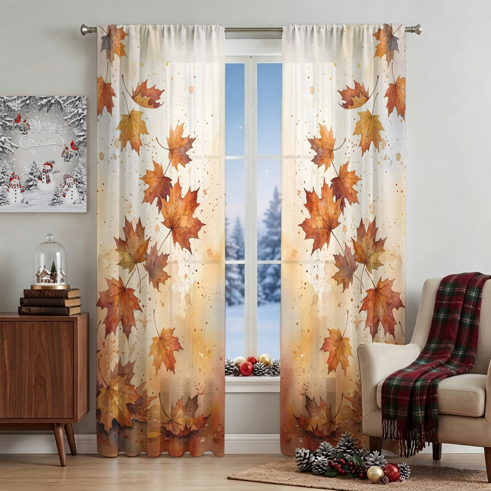 Sheer Curtains 84 Inches Long 2 Panels, Rod Pocket Curtain Voile ...
