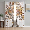 thumbnail image 1 of Sheer Curtains 84 Inches Long 2 Panels Set for Living Room, Brown Tree Fall Semi Sheer Curtains for Windows, Leaves Branches Watercolor Botanical Elegant Voile Window Treatments Rod Pocket Curtain, 1 of 7