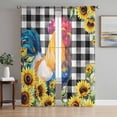 thumbnail image 1 of Sheer Curtains 84 Inches Long 2 Panels Set for Living Room, Farmhouse Rooster Semi Sheer Curtains for Windows, Black Plaid Botanical Sunflower Floral Voile Window Treatments Rod Pocket Curtain, 1 of 7